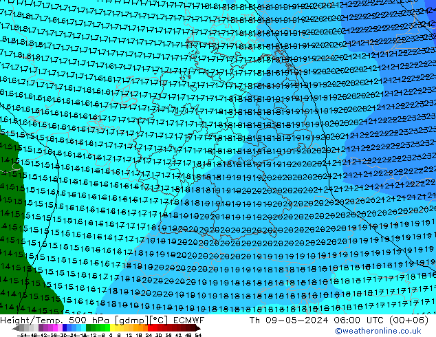 Z500/Rain (+SLP)/Z850 ECMWF 星期四 09.05.2024 06 UTC