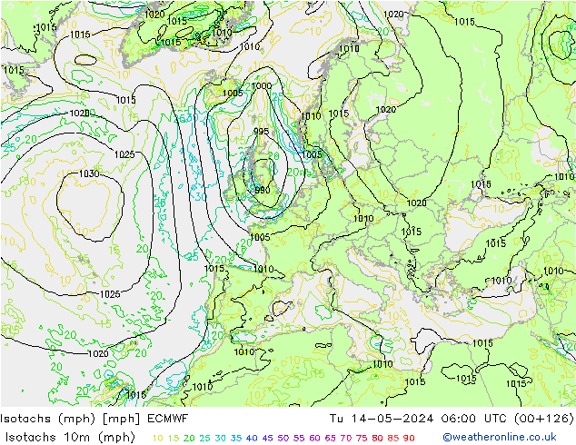 Isotaca (mph) ECMWF mar 14.05.2024 06 UTC