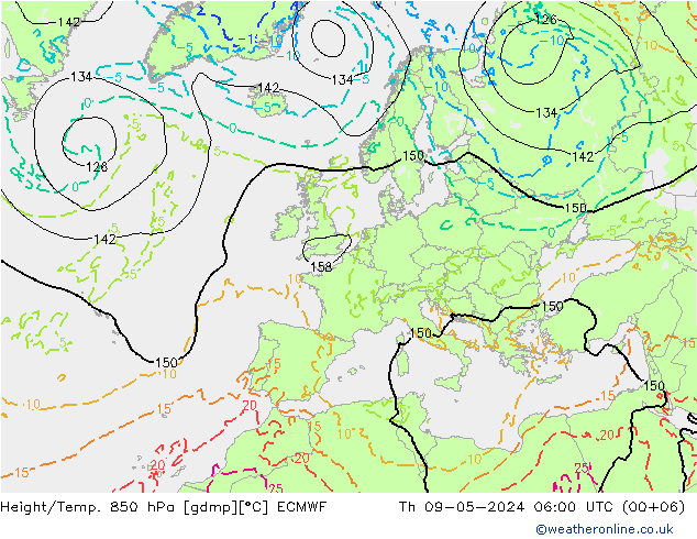 Z500/Rain (+SLP)/Z850 ECMWF Do 09.05.2024 06 UTC