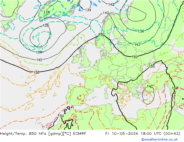Z500/Rain (+SLP)/Z850 ECMWF пт 10.05.2024 18 UTC