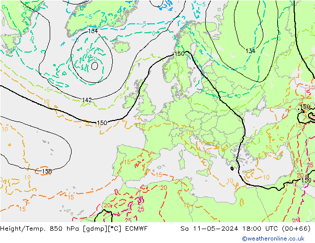 Z500/Regen(+SLP)/Z850 ECMWF za 11.05.2024 18 UTC