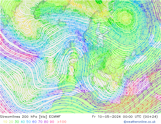 风 200 hPa ECMWF 星期五 10.05.2024 00 UTC