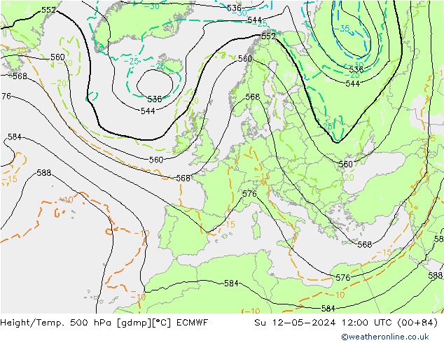 Z500/Rain (+SLP)/Z850 ECMWF So 12.05.2024 12 UTC