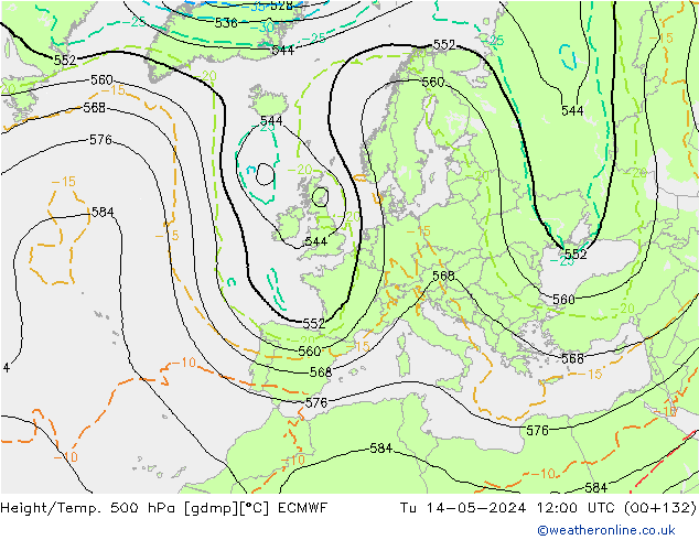 Z500/Rain (+SLP)/Z850 ECMWF mar 14.05.2024 12 UTC