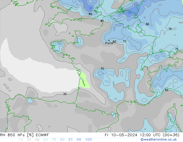 RH 850 hPa ECMWF Fr 10.05.2024 12 UTC