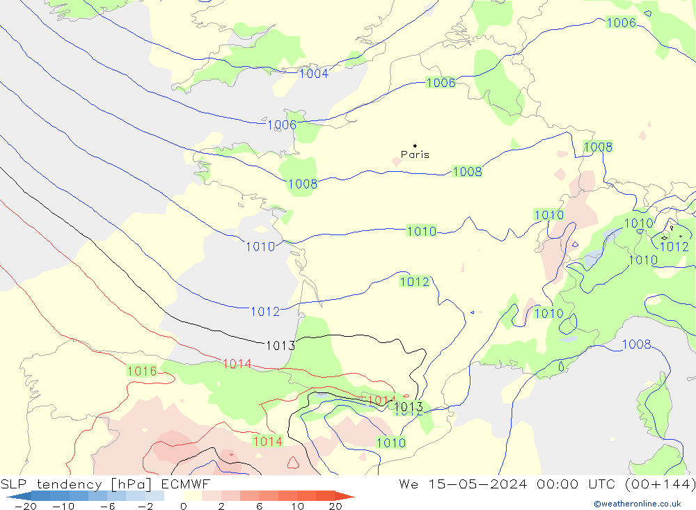 Druktendens (+/-) ECMWF wo 15.05.2024 00 UTC
