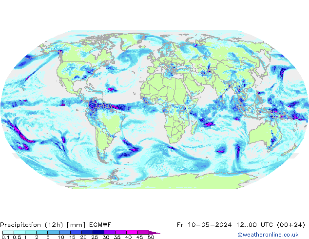 降水量 (12h) ECMWF 星期五 10.05.2024 00 UTC