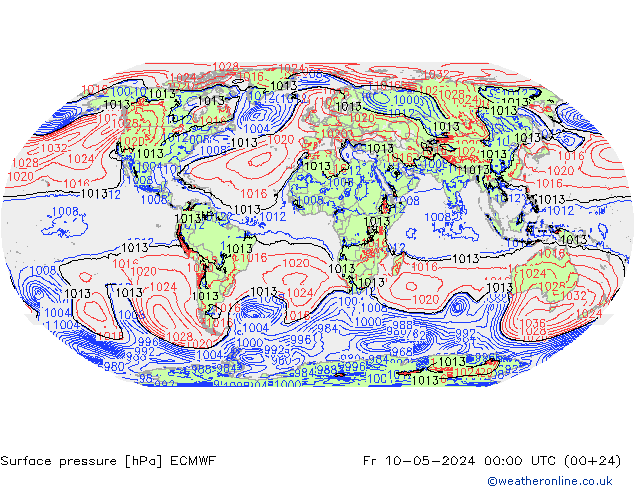 地面气压 ECMWF 星期五 10.05.2024 00 UTC
