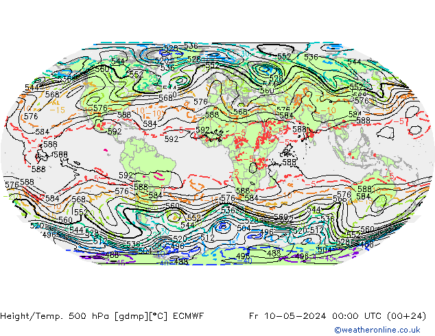 Z500/Rain (+SLP)/Z850 ECMWF  10.05.2024 00 UTC