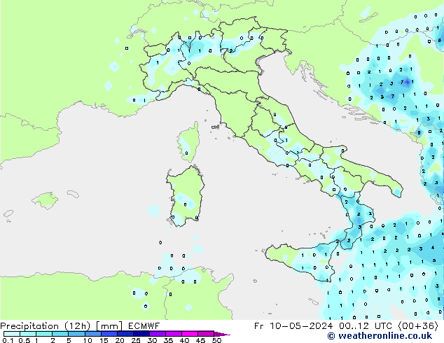 Precipitação (12h) ECMWF Sex 10.05.2024 12 UTC