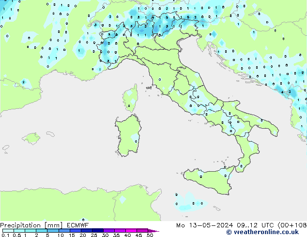 Neerslag ECMWF ma 13.05.2024 12 UTC