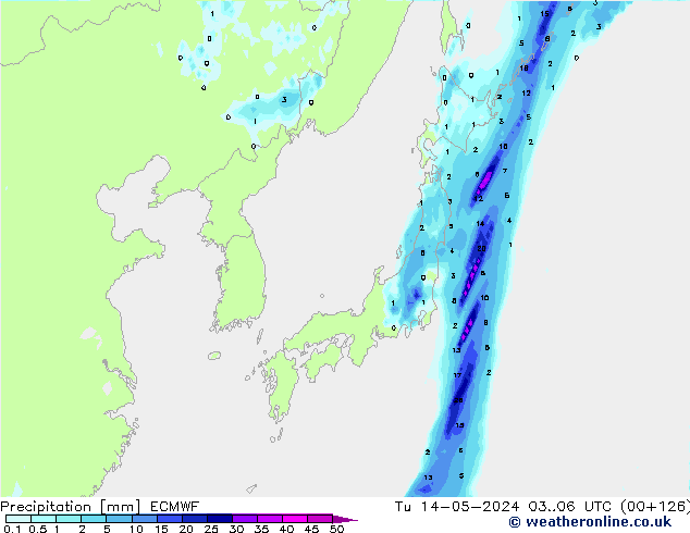 Precipitation ECMWF Tu 14.05.2024 06 UTC