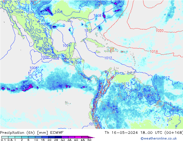 Z500/Rain (+SLP)/Z850 ECMWF jue 16.05.2024 00 UTC