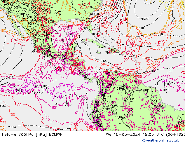 Theta-e 700hPa ECMWF We 15.05.2024 18 UTC