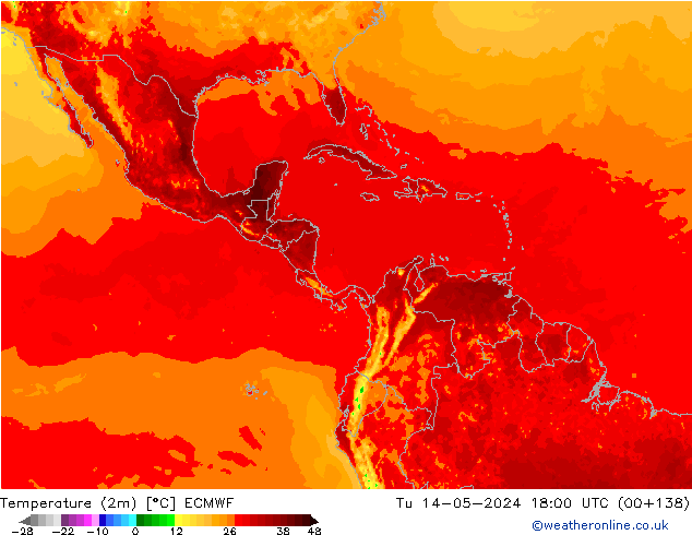 Temperatura (2m) ECMWF Ter 14.05.2024 18 UTC