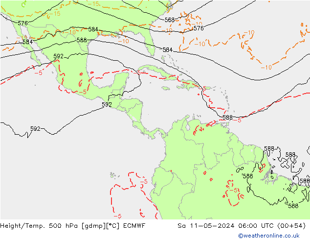 Geop./Temp. 500 hPa ECMWF sáb 11.05.2024 06 UTC