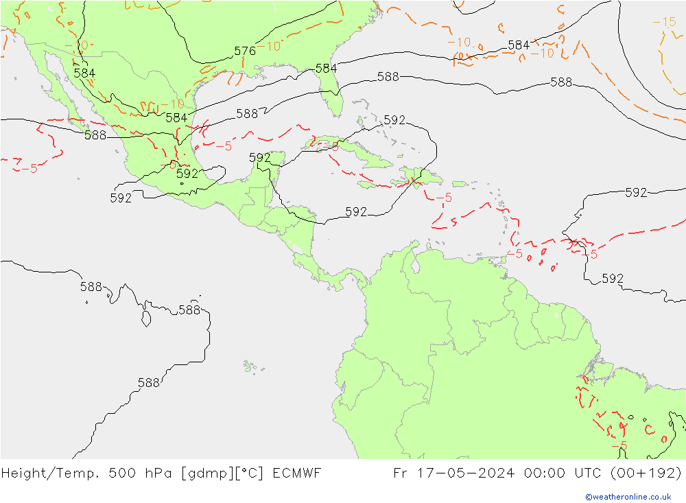 Height/Temp. 500 гПа ECMWF пт 17.05.2024 00 UTC