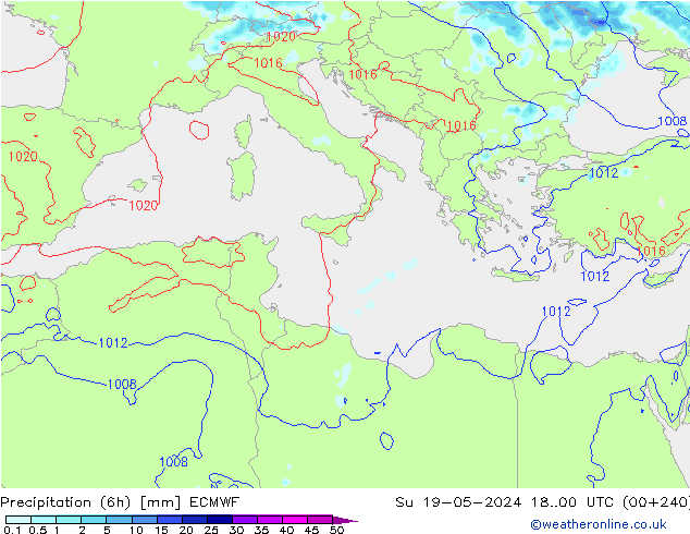 Precipitação (6h) ECMWF Dom 19.05.2024 00 UTC