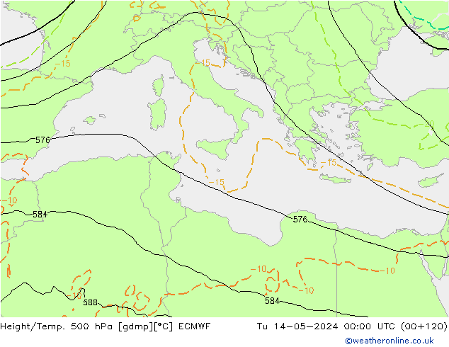 Height/Temp. 500 hPa ECMWF  14.05.2024 00 UTC