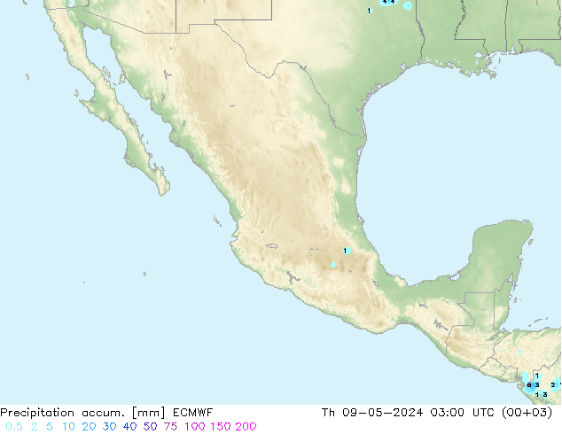 Precipitación acum. ECMWF jue 09.05.2024 03 UTC