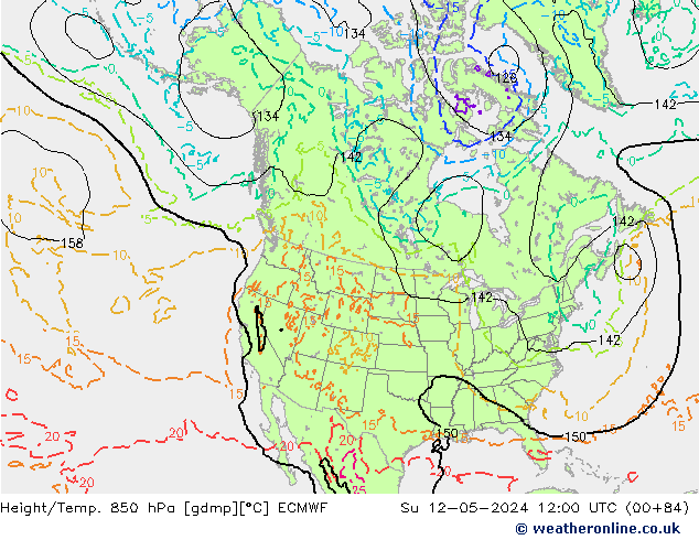 Height/Temp. 850 hPa ECMWF Su 12.05.2024 12 UTC