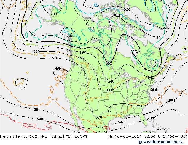 Z500/Rain (+SLP)/Z850 ECMWF jeu 16.05.2024 00 UTC