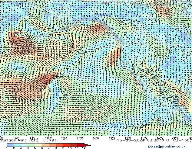 Surface wind (bft) ECMWF Th 16.05.2024 00 UTC