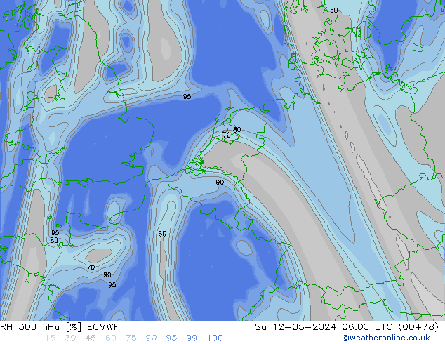 RH 300 hPa ECMWF Ne 12.05.2024 06 UTC
