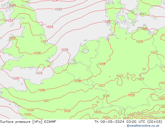 地面气压 ECMWF 星期四 09.05.2024 03 UTC
