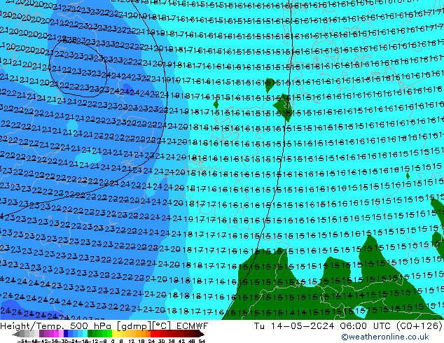 Z500/Rain (+SLP)/Z850 ECMWF mar 14.05.2024 06 UTC