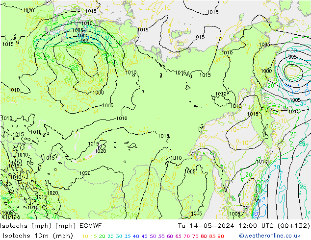 Isotaca (mph) ECMWF mar 14.05.2024 12 UTC