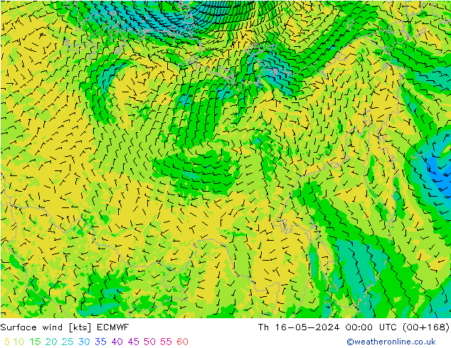 Rüzgar 10 m ECMWF Per 16.05.2024 00 UTC