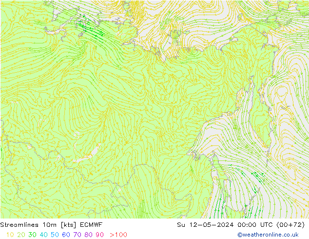 Ligne de courant 10m ECMWF dim 12.05.2024 00 UTC