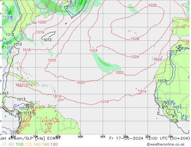 джет/приземное давление ECMWF пт 17.05.2024 12 UTC