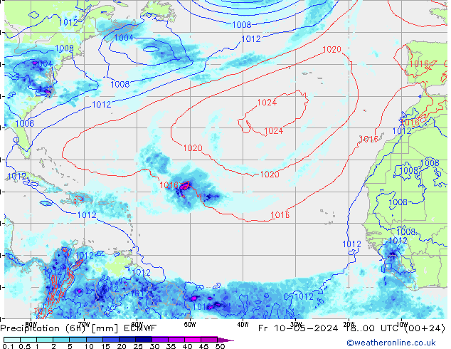 Z500/Rain (+SLP)/Z850 ECMWF  10.05.2024 00 UTC