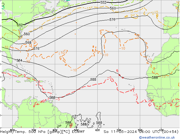 Z500/Rain (+SLP)/Z850 ECMWF Sa 11.05.2024 06 UTC