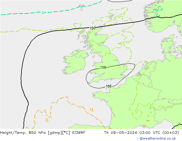 Height/Temp. 850 hPa ECMWF Do 09.05.2024 03 UTC