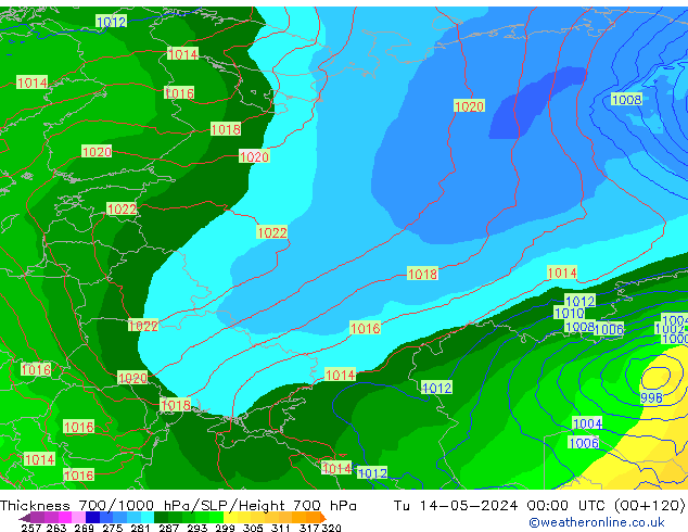 Thck 700-1000 hPa ECMWF mar 14.05.2024 00 UTC