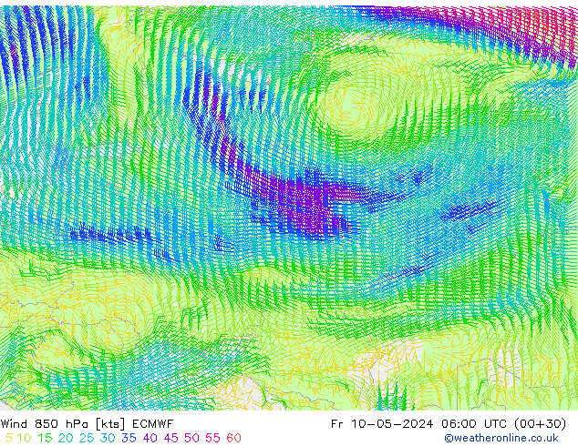 Wind 850 hPa ECMWF vr 10.05.2024 06 UTC