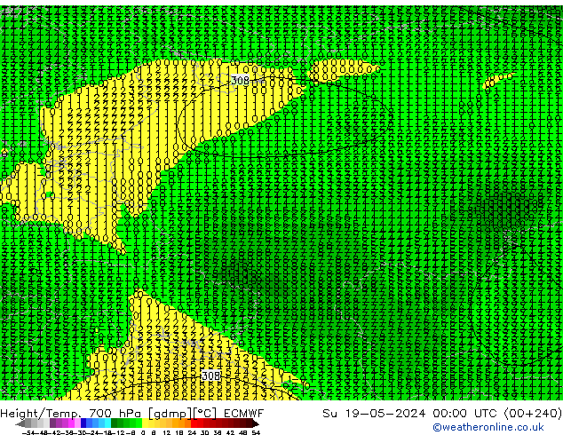 Hoogte/Temp. 700 hPa ECMWF zo 19.05.2024 00 UTC