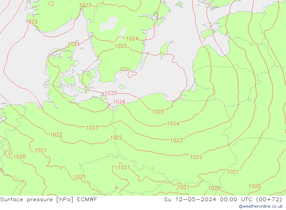 Pressione al suolo ECMWF dom 12.05.2024 00 UTC
