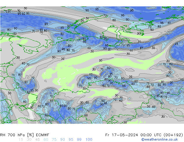 RH 700 hPa ECMWF Fr 17.05.2024 00 UTC