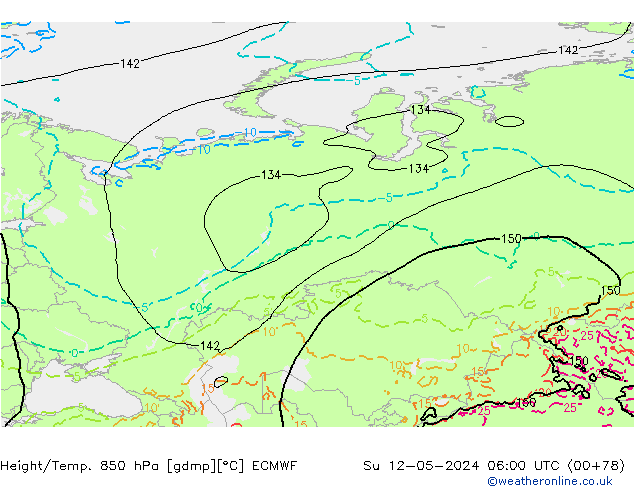 Z500/Rain (+SLP)/Z850 ECMWF Dom 12.05.2024 06 UTC