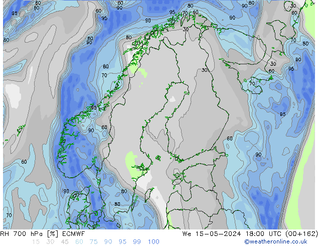 RH 700 hPa ECMWF St 15.05.2024 18 UTC