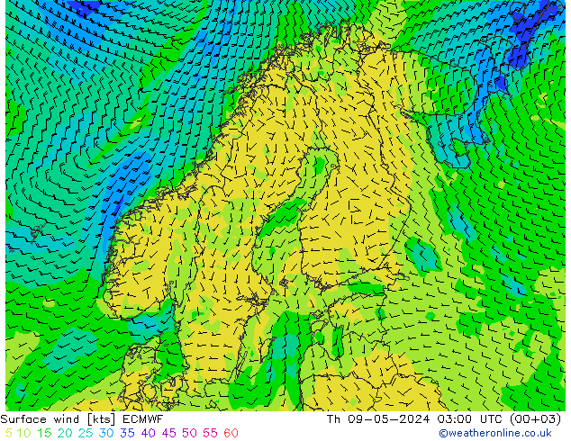 Viento 10 m ECMWF jue 09.05.2024 03 UTC