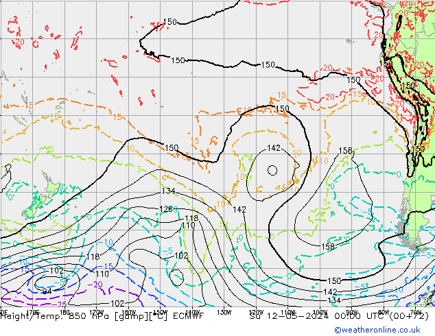 Z500/Rain (+SLP)/Z850 ECMWF  12.05.2024 00 UTC