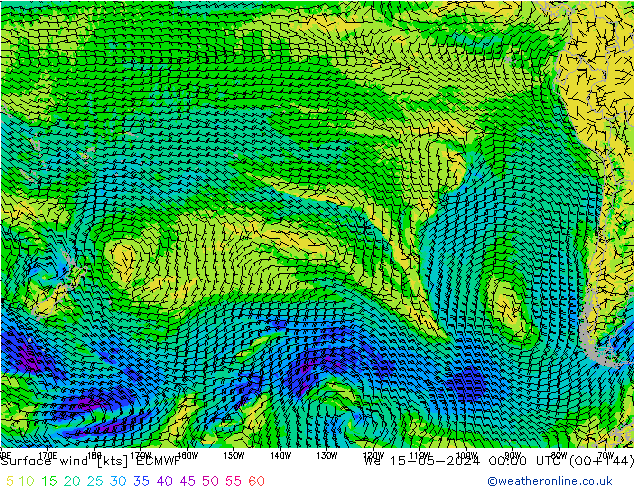Surface wind ECMWF We 15.05.2024 00 UTC