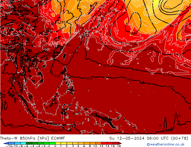 Theta-W 850hPa ECMWF Paz 12.05.2024 06 UTC