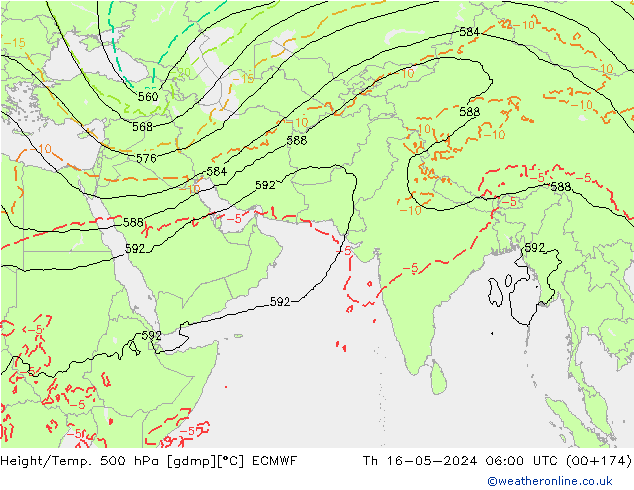 Z500/Rain (+SLP)/Z850 ECMWF Th 16.05.2024 06 UTC