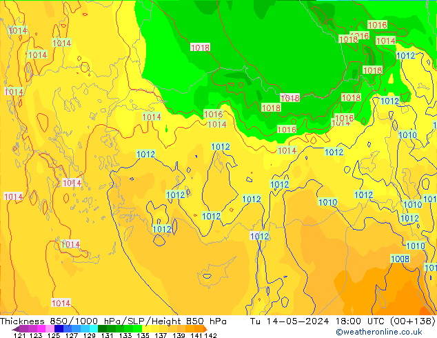 Thck 850-1000 hPa ECMWF  14.05.2024 18 UTC